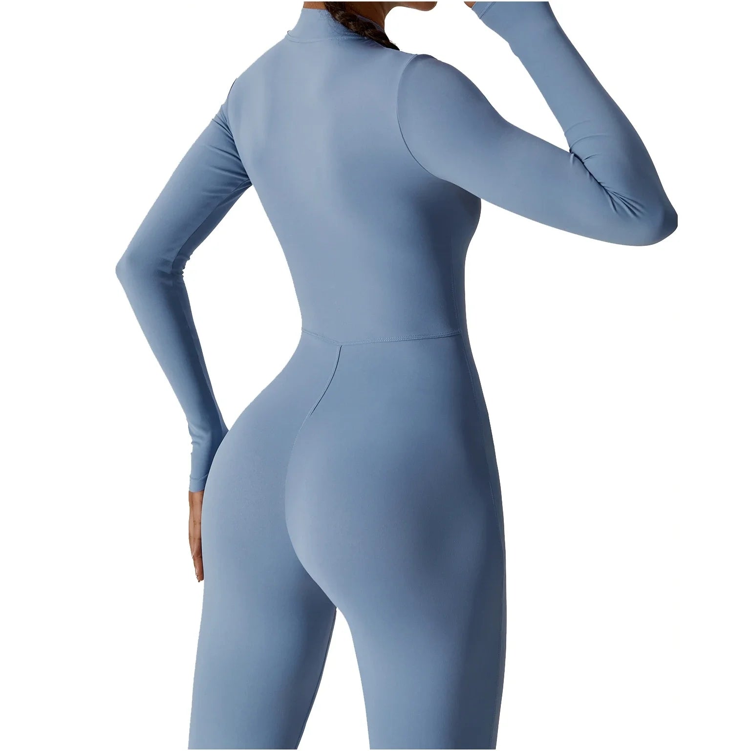 Gym Zipper Jumpsuit Yoga Boilersuit Long Sleeved Women'S Sportswear Workout High-Intensity Fitness One-Piece Skin-Tight Garment